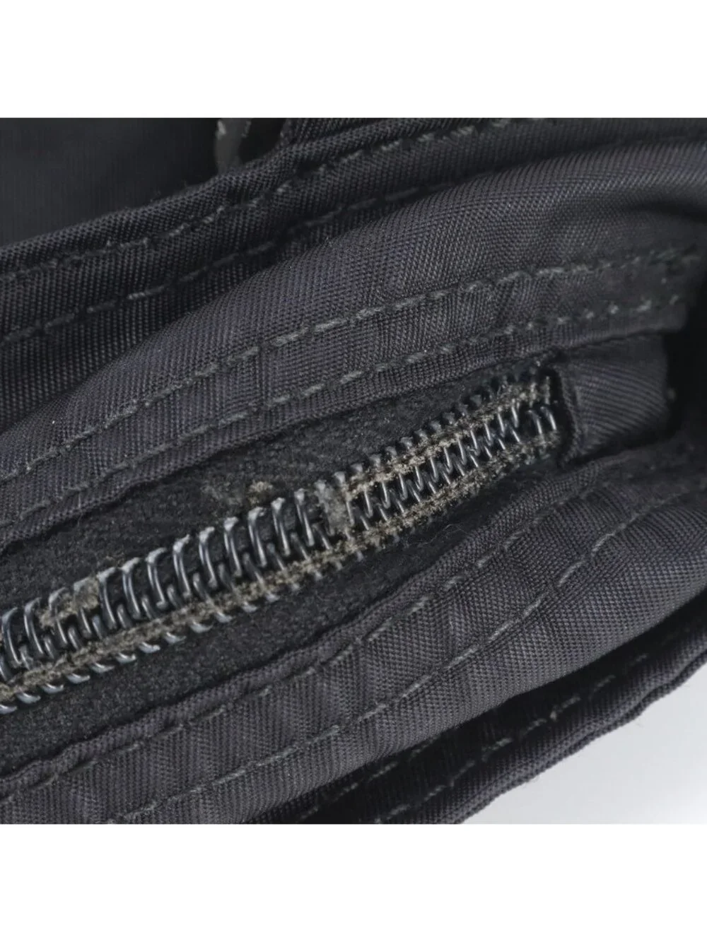Prada Tessuto Nylon Triangle Logo Leather Shoulder Bag Crossbody Messenger Black